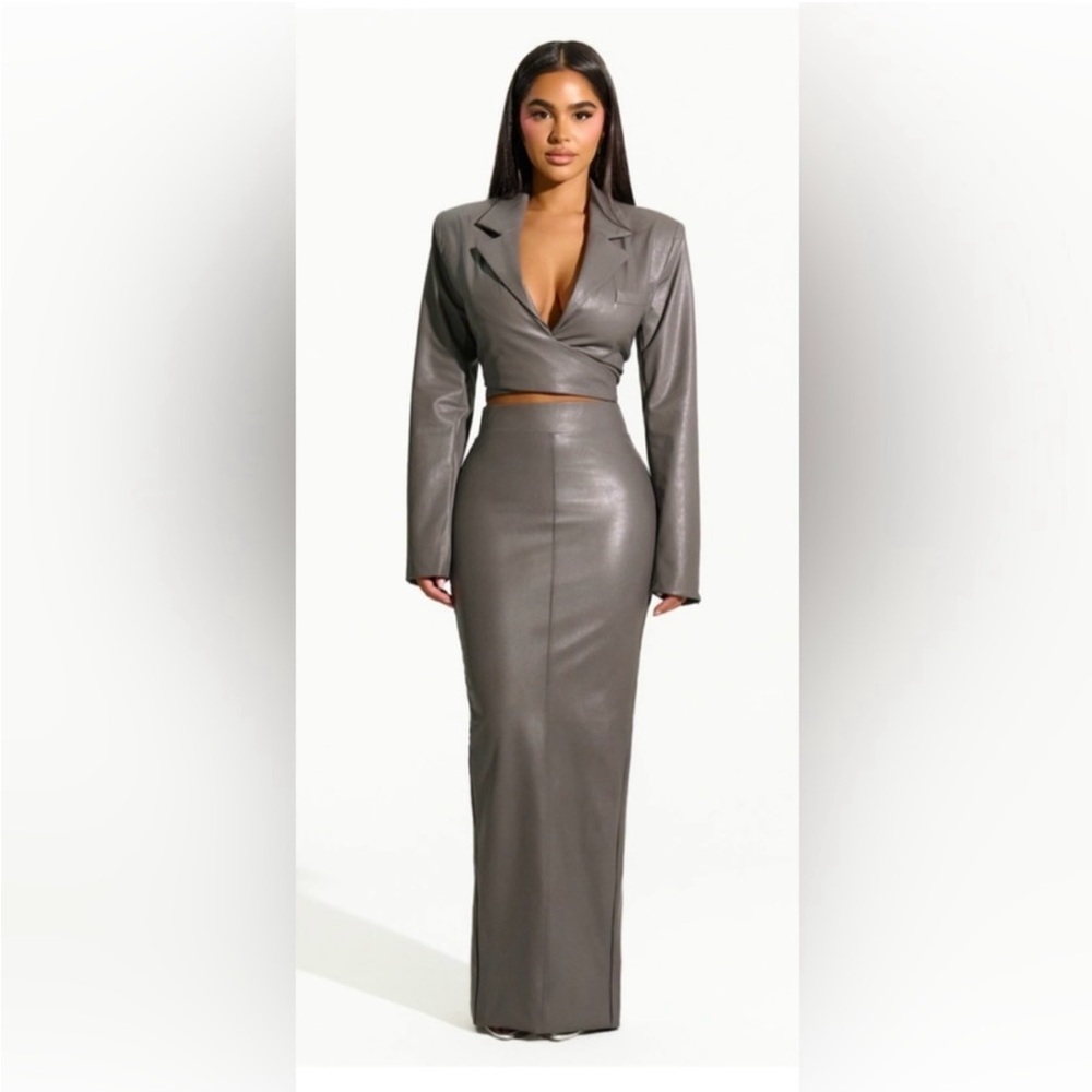 Naked Wardrobe 2 pcs set faux leather jacket and skirt,brand new with tags.